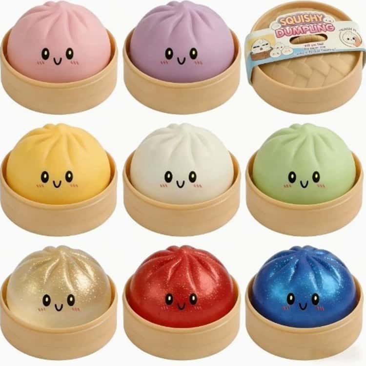 肉まん スクイーズ おもちゃ 3個セット せいろ ケース付き 可愛い 萌え