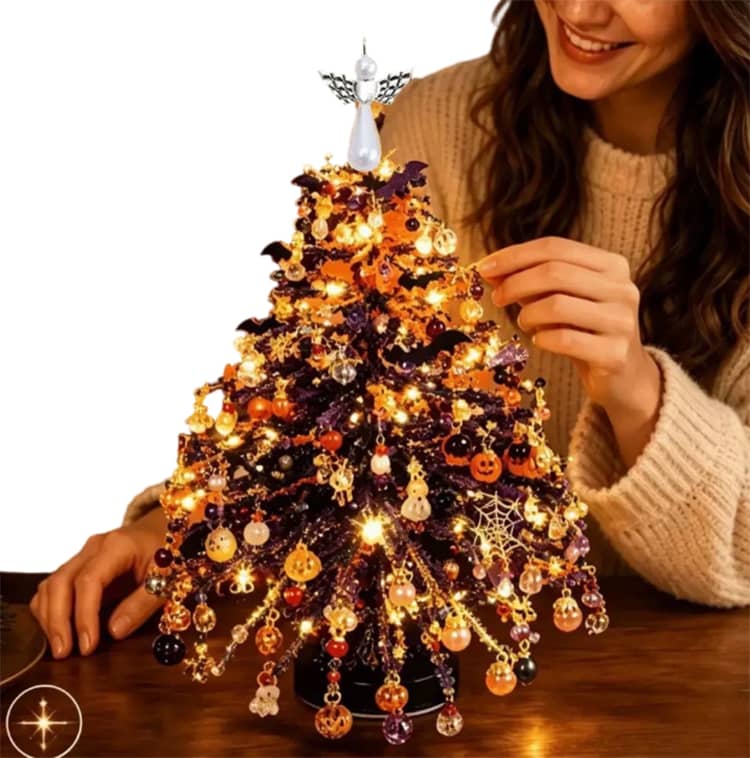 ミニツリー　スターターキット　ビーズ　クリスマスツリー　レトロ　海外　手芸 クリスマスツリー 手作りキット DIY ビーズツリー 手芸キット カラー