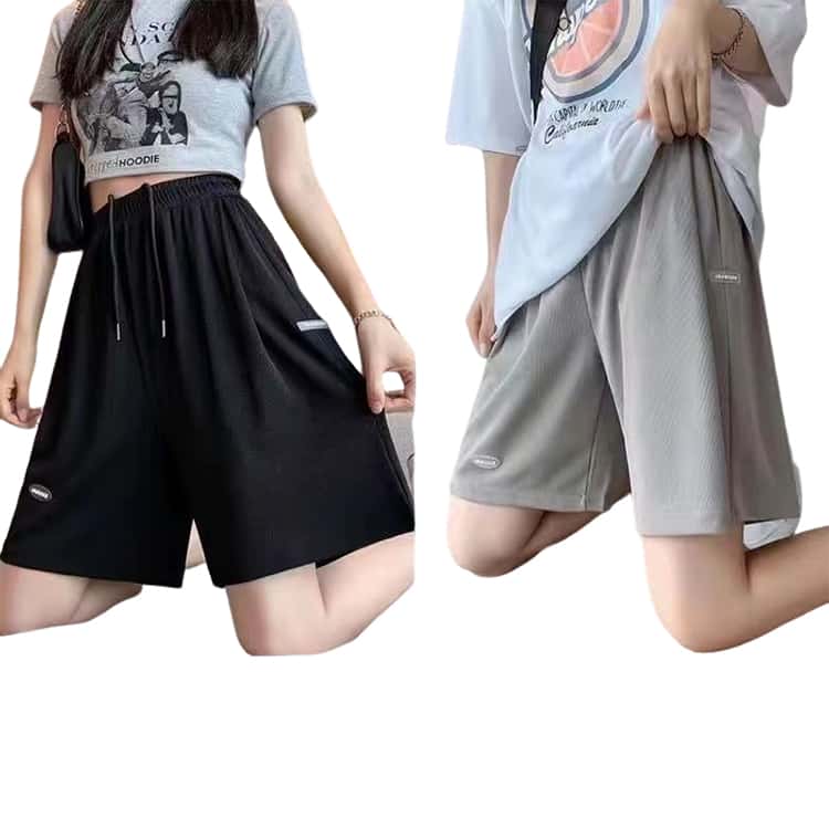 2枚セット ショートパンツ 夏用 膝丈 五分丈 ボトムス レディース 薄手