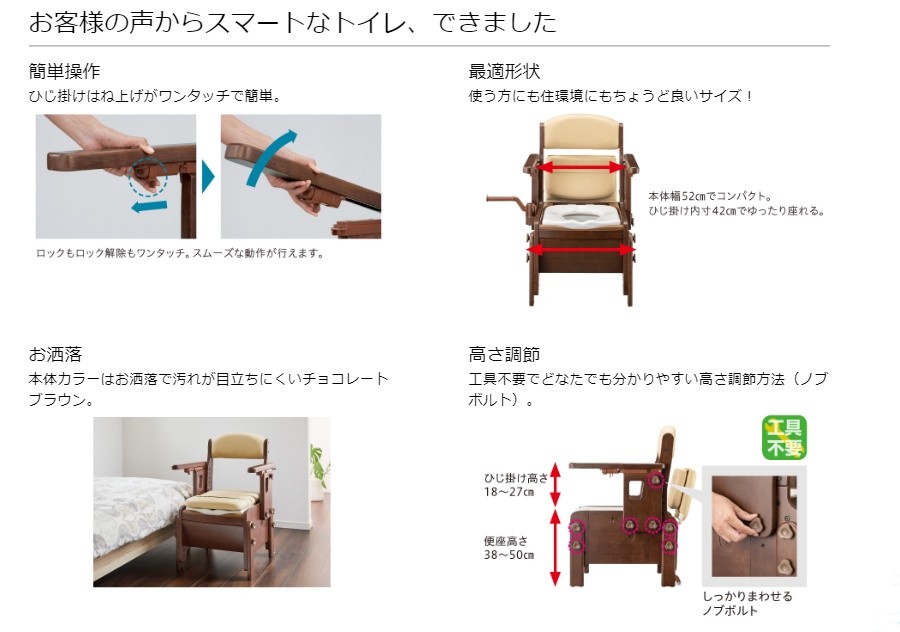 (アロン化成) 安寿 家具調スマートトイレNEO はねあげタイプ ソフト便座 533-686 ポータブルトイレ_4