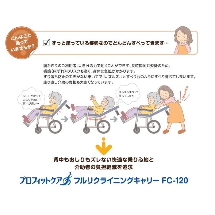 (ピジョンタヒラ) フルリクライニングキャリー FC-120 レザーシートタイプ サイドスカート付き フルリクライニング 車椅子 202012AB｜sanai-kaigo2｜02