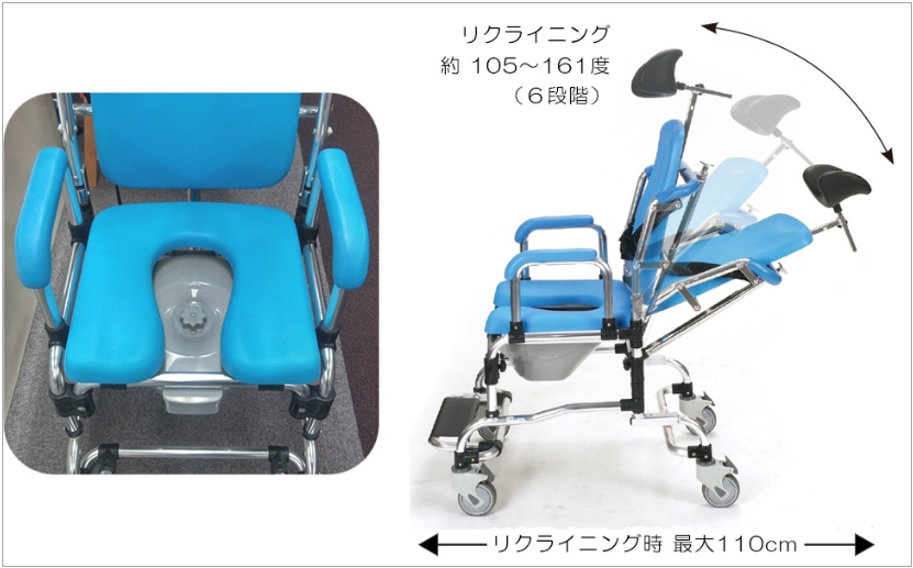 (アビリティーズ・ケアネット) リクライニングシャワーキャリー 5153-20 入浴用 お風呂用 シャワー用 車椅子｜sanai-kaigo2｜02
