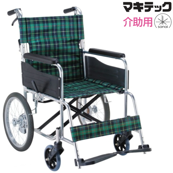 (マキテック) 車椅子 介助式 EW-30 標準タイプ ノーパンクタイヤ 折りたたみ 座幅42cm MAKITECH 法人宛送料無料