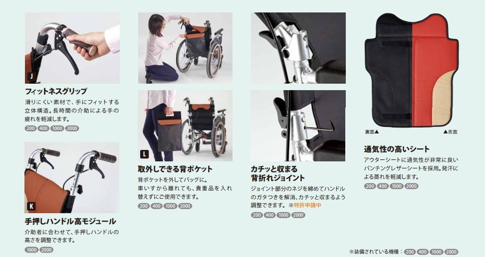 (ミキ) スキット1000 SKT-1000 車椅子 自走式 モジュールタイプ エアタイヤ仕様 スリム コンパクト 折りたたみ 耐荷重100kg｜sanai-kaigo2｜08
