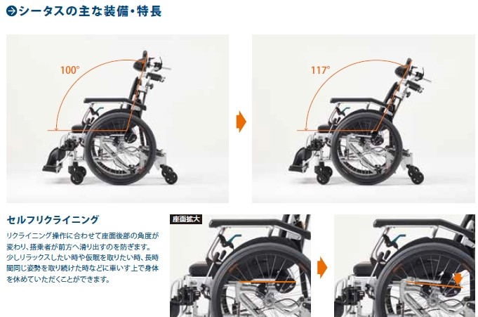 ミキ) リクライニング 自走式 6輪車椅子 シータス STS-1 (SEATUS) 法人