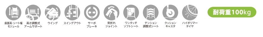 (ミキ)  MEF-16 車椅子 介助式 モジュールタイプ(座幅調節可能) ノーパンクタイヤ 折りたたみ 座クッション付 耐荷重100kg｜sanai-kaigo2｜12