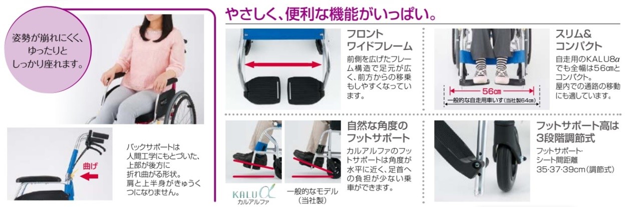 (日進医療器) KALU8α カルハチアルファ NA-L8α Cパッケージ 車椅子 自走式 軽量 座クッション装備 折り畳み エアタイヤ仕様