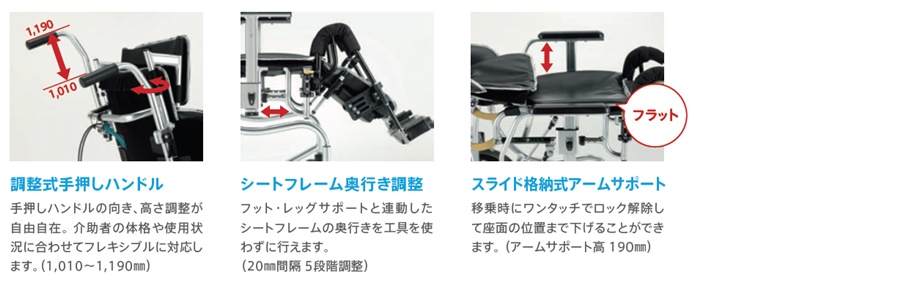 (ミキ) ネクストローラー シルバーパッケージ2 NEXTROLLER sp II EV フルリクライニング車椅子 介助式 脚部エレベーティング｜sanai-kaigo2｜10
