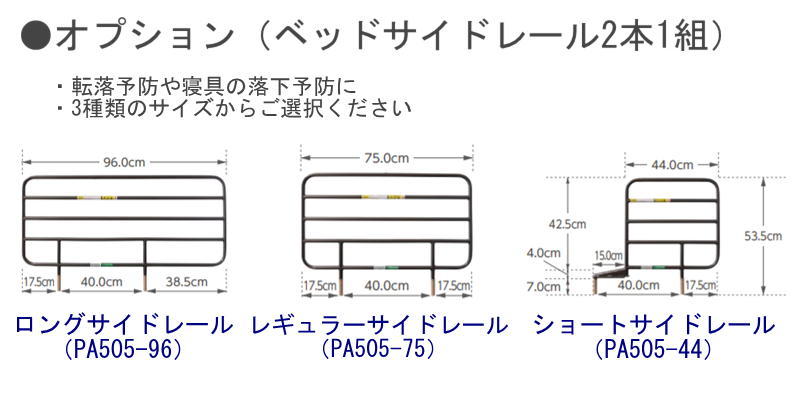 プラッツ レギュラーサイドレール 2本組 75cm PA505-75 Platz ベッド 柵 往復送料無料 2本組