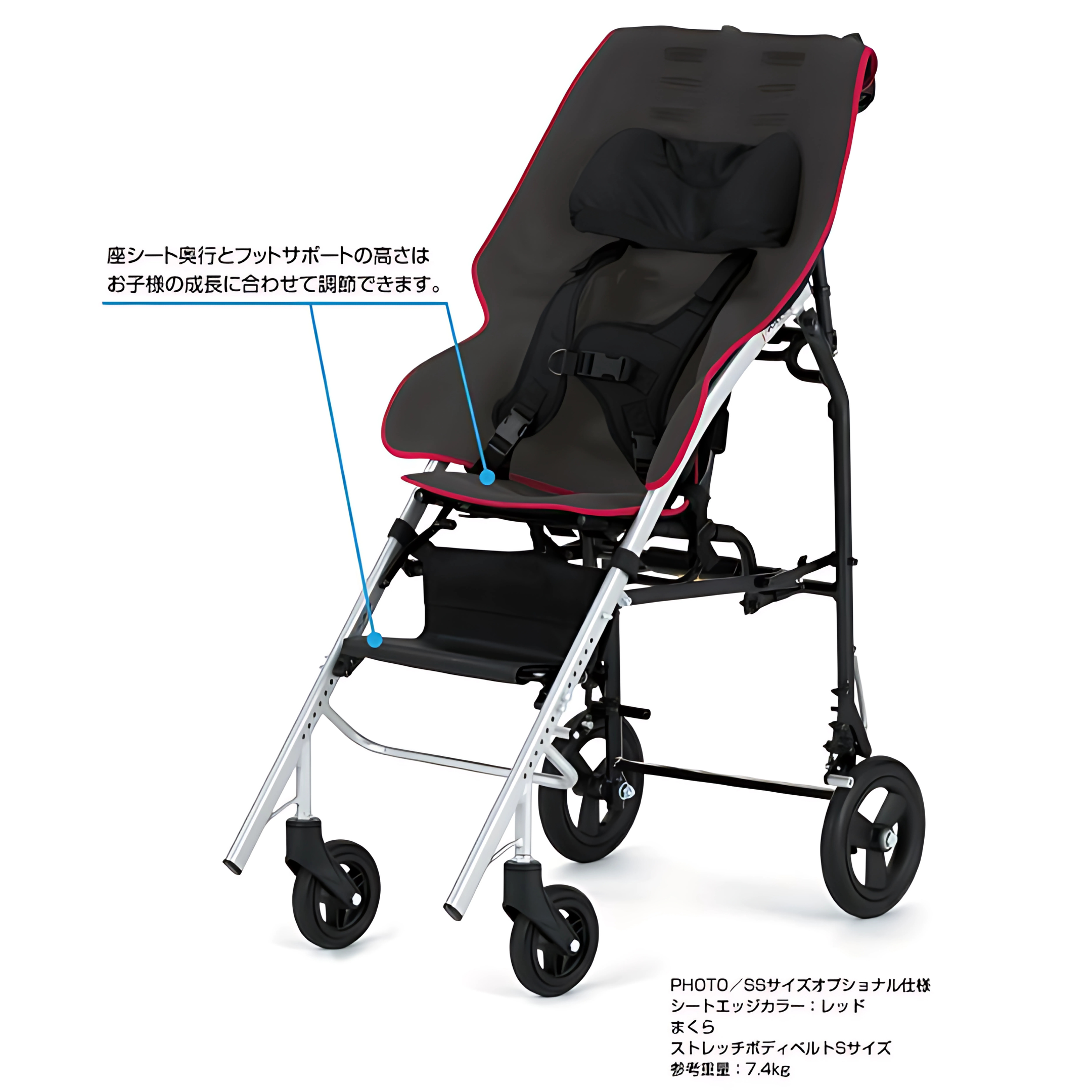 日進医療機器ピングレオ2　Mサイズ　タイヤの摩耗殆ど無し 障害児用車椅子 日進医療器 (日進医療器) PIGLEOII (PIGLEO2) 子供用バギー
