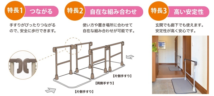 タマツ) すりてあsix 両手すりSL ST6F-SL (踏み台有り) 置き型 手すり