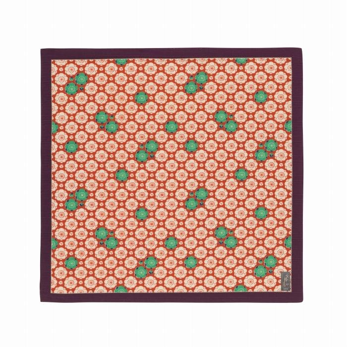 49cm幅 古粋屋 割付梅 綿シャンタン風呂敷/赤×エンジ : さんび公式