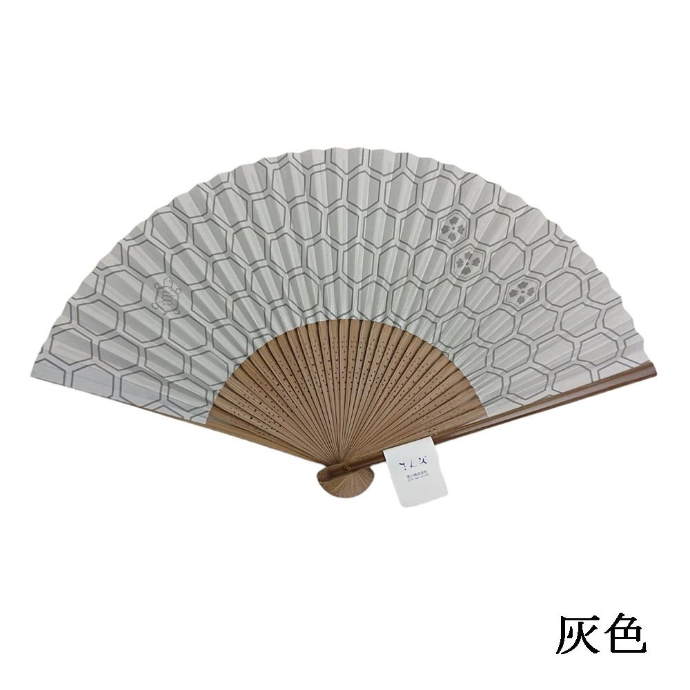 小紋　正絹　亀甲模様　扇　扇子　着物　054t 扇や 半げしょう / 亀甲小紋/ゴールド
