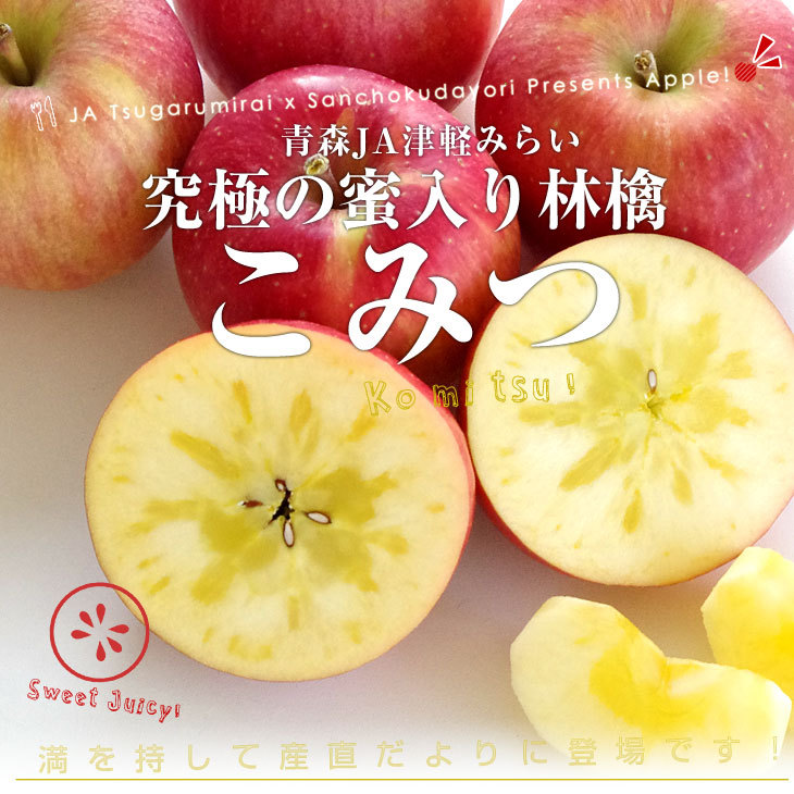 青森県から産地直送 JA津軽みらい 蜜入りりんご「こみつ」 秀A品 約2