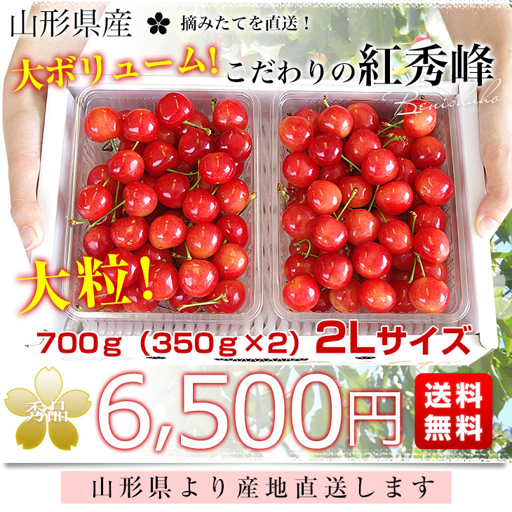 山形県より産地直送 さくらんぼ「紅秀峰」秀品 2Lサイズ 約700g（350g