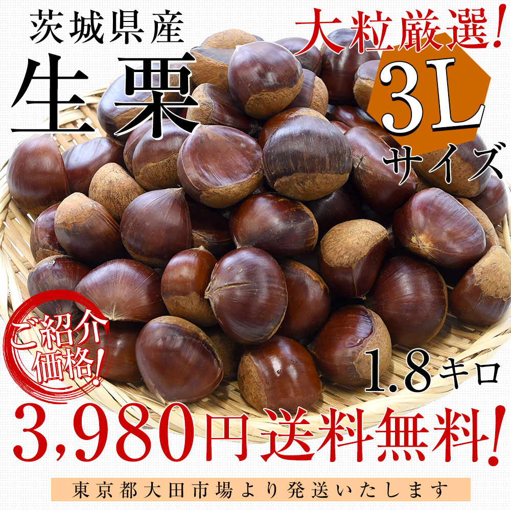 栗　茨城県産　３～４Ｌサイズ＝１kg＋？