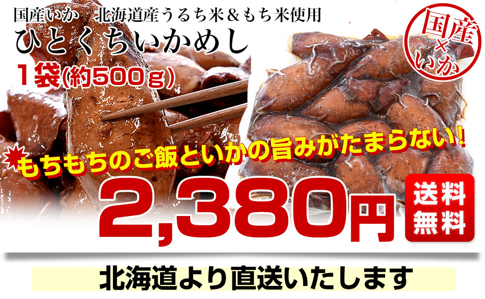 北海道産 ひとくちいかめし 1袋 約500g 送料無料 いか飯 レンジ調理惣菜 :3153892845:産直だよりPLUS うなぎの駅 - 通販 -  Yahoo!ショッピング