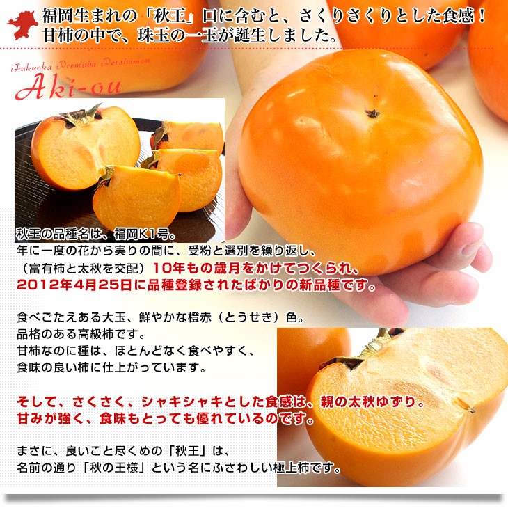 福岡県産 極上甘柿の新品種 秋王(あきおう) 約3.5キロ(8玉から12