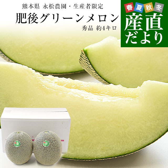 肥後グリーン　特大　4玉 13~14 ㎏ 楽天市場】肥後グリーン メロン 4L×4玉 (約8kg) 熊本産 大玉 秀