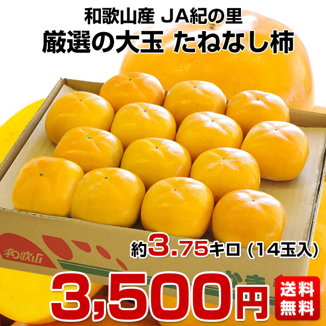 和歌山県より産地直送 JA紀の里 たねなし柿 大玉3Lサイズ 約3.75キロ(14玉入) カキ かき 柿 送料無料 :123585893:産直だより  - 通販 - Yahoo!ショッピング