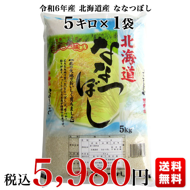 ななつぼし 令和6年産 北海道産 5キロ 送料無料 お米 北海道米 ななつぼし 令和6年産 北海道産 5キロ 送料無料 お米 北海道米
