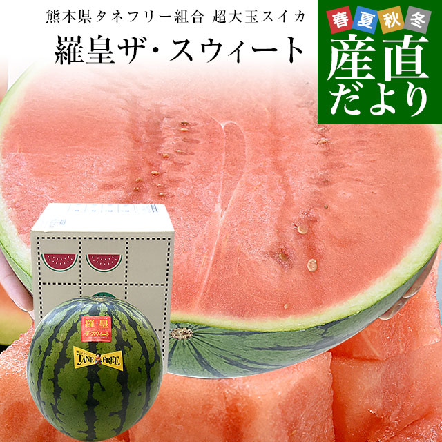 熊本県から産地直送 タネフリー組合 超大玉スイカ「羅皇ザ