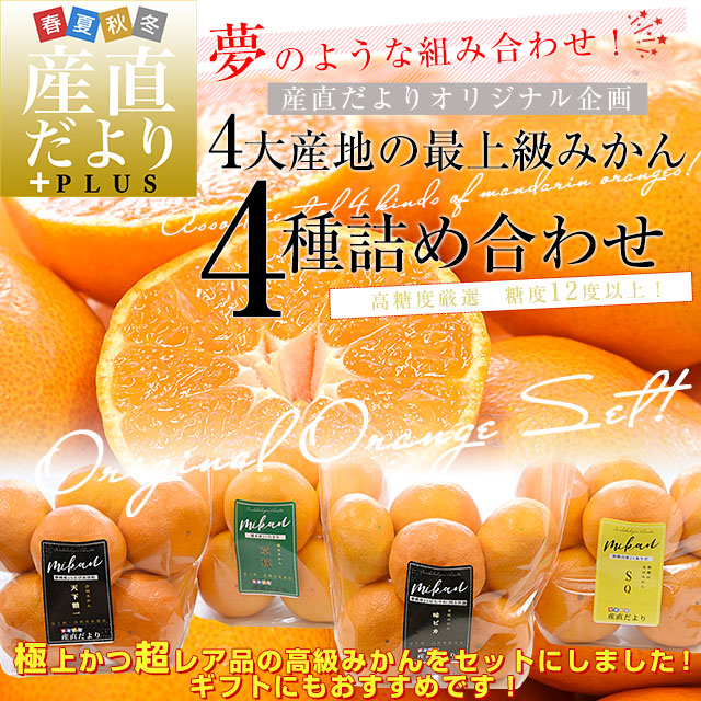最上級みかん4種詰め合わせ(SQ・味ピカ・天下糖一・草枕) LからSサイズ