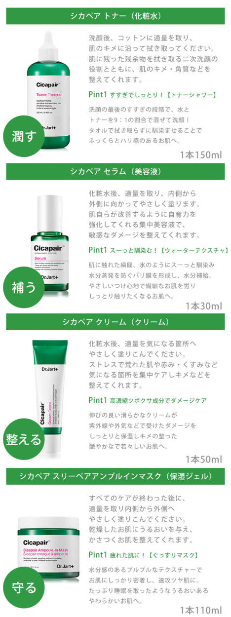 【即日発送】Dr.Jart+ シカペアシリーズ4点セット 基礎化粧品 化粧水 美容液 クリーム 保湿ジェル ドクタージャルト 韓国コスメ 自宅エステ