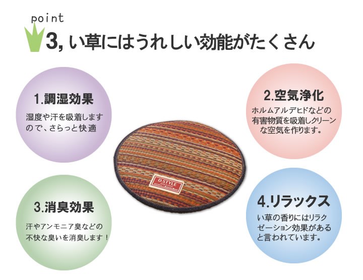 チェアパッド 夏 丸 い草 デニム おしゃれ チェアマット 円 38 cm 国産