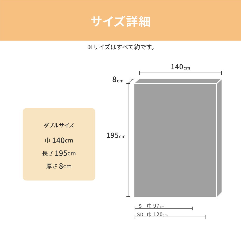 ウレタン マットレス ダブル 厚さ 8cm 国産 140×195cm 高反発 ウレタン