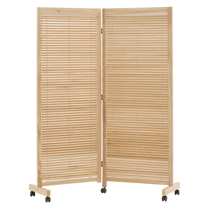 衝立 2連 スクリーン パーテーション ルーバー キャスター 移動 北欧