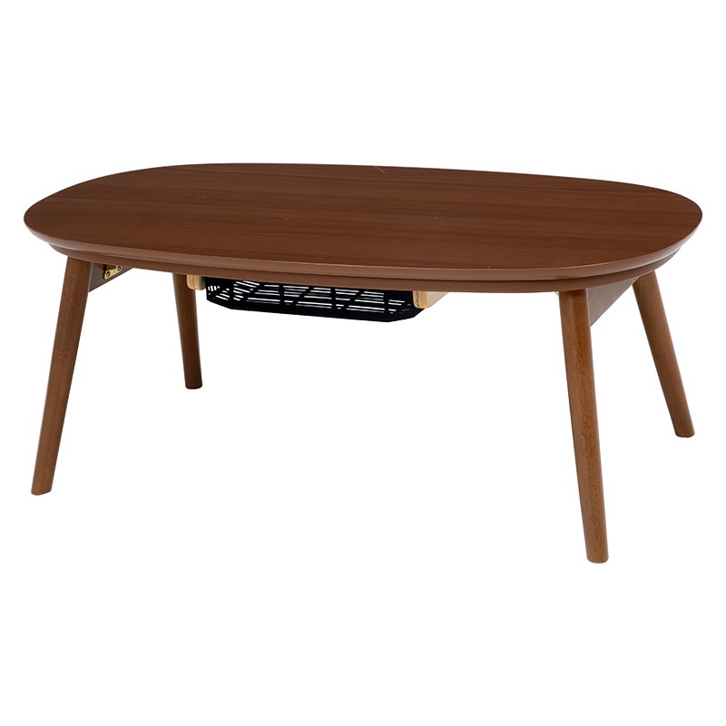 こたつ 楕円 オーバル 90 × 50cm 折れ脚 コンパクト 白 テーブル