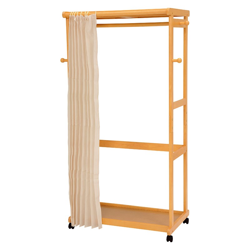 ハンガーラック 木製 カバー付き カーテン 目隠し キャスター