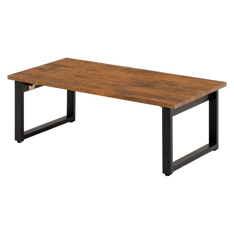リビングテーブル カフェ 長方形 おしゃれ 幅90×50cm 折りたたみ 木製 木目 スチール シン...