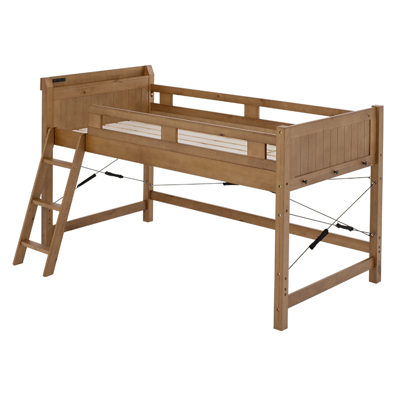 ロフトベッド シングル すのこベッド 木製 パイン材 コンセント 高さ122 幅106 コンセント ...