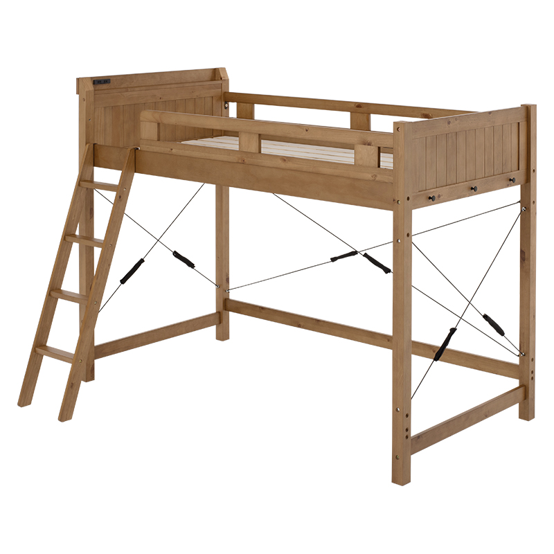 ロフトベッド シングル すのこベッド 木製 パイン材 コンセント 高さ159 幅106 コンセント ...