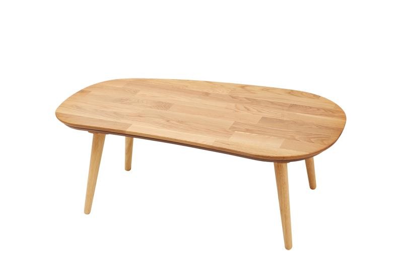 こたつ テーブル ビーンズ 楕円 おしゃれ 豆 型 天然木 集成 無垢 材 
