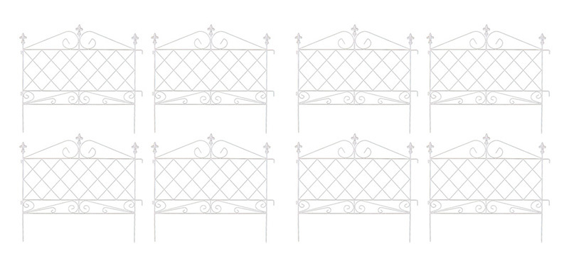 ガーデンフェンス　柵　8枚セット　埋め込み　ロータイプ　アイアン　幅　庭　ホワイト　北欧　72　クラシック　低い　65cm　高さ　花壇　ロート　おしゃれ　ブラック　モダン