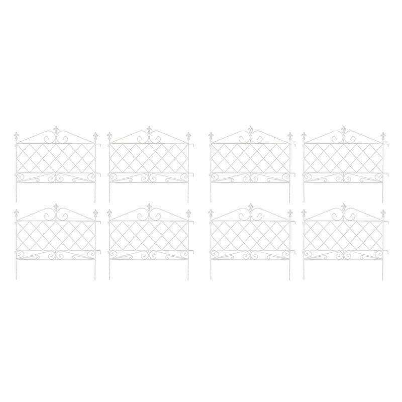 ガーデンフェンス　柵　8枚セット　高さ　ロート　埋め込み　ブラック　幅　ロータイプ　72　アイアン　花壇　低い　ホワイト　おしゃれ　北欧　65cm　モダン　クラシック　庭
