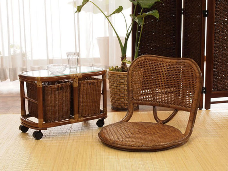 ラタン 座椅子 椅子 籐 おしゃれ フロアチェア 手編み 和風 和室 