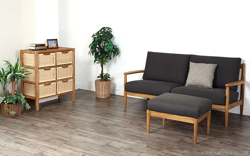 ラタンランドリー タンス チェスト3段 収納 籐 天然木 チーク材 無垢