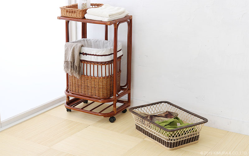 ナチュラル天然素材◾️籐ラタン製 ランドリーラック 脱衣籠 脱衣かご バスケット 脱衣 カゴ 籐 ラタン 天然素材 旅館 銭湯 バスケット 長方形 55cm 業務