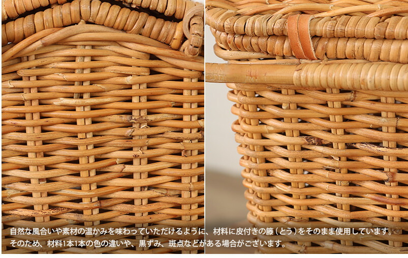 バスケット フタ付 緑中布あり　北欧 藤 ラタン ピクニック カゴ　多用途 四角いピクニックバスケット ふた付き ラタン 籐かご インドネシア産