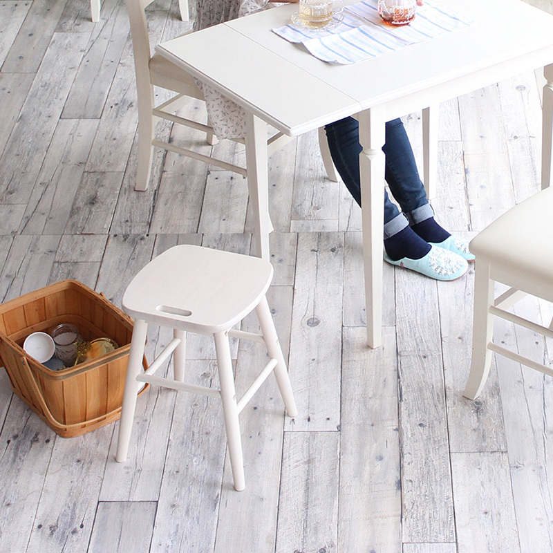 スツール 椅子 玄関椅子 腰掛け 高さ 42cm 白 ホワイト 木製 フワラー 