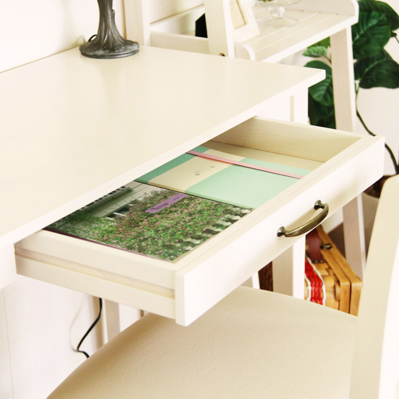 デスク 書斎机 幅90cm 引き出し 収納 コンパクト 白 ホワイト おしゃれ