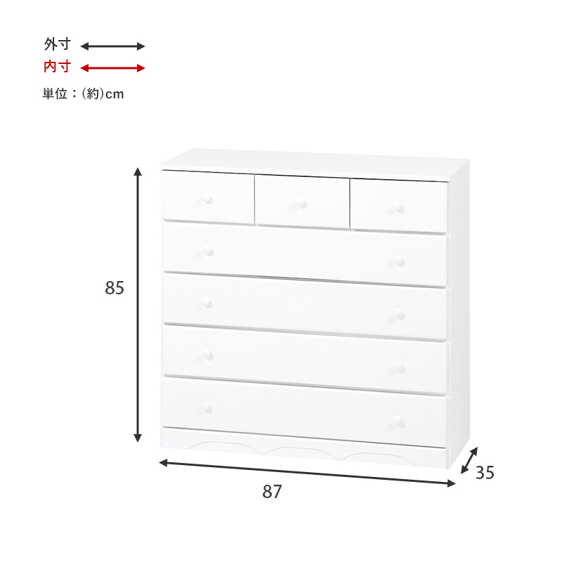 チェスト タンス 収納 引き出し 完成品 幅87cm 5段 高さ85cm 収納