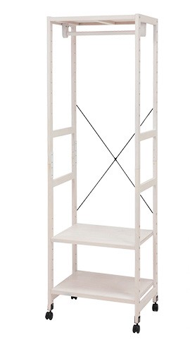 ハンガーラック 木製 おしゃれ シンプル 幅56cm 棚 キャスター