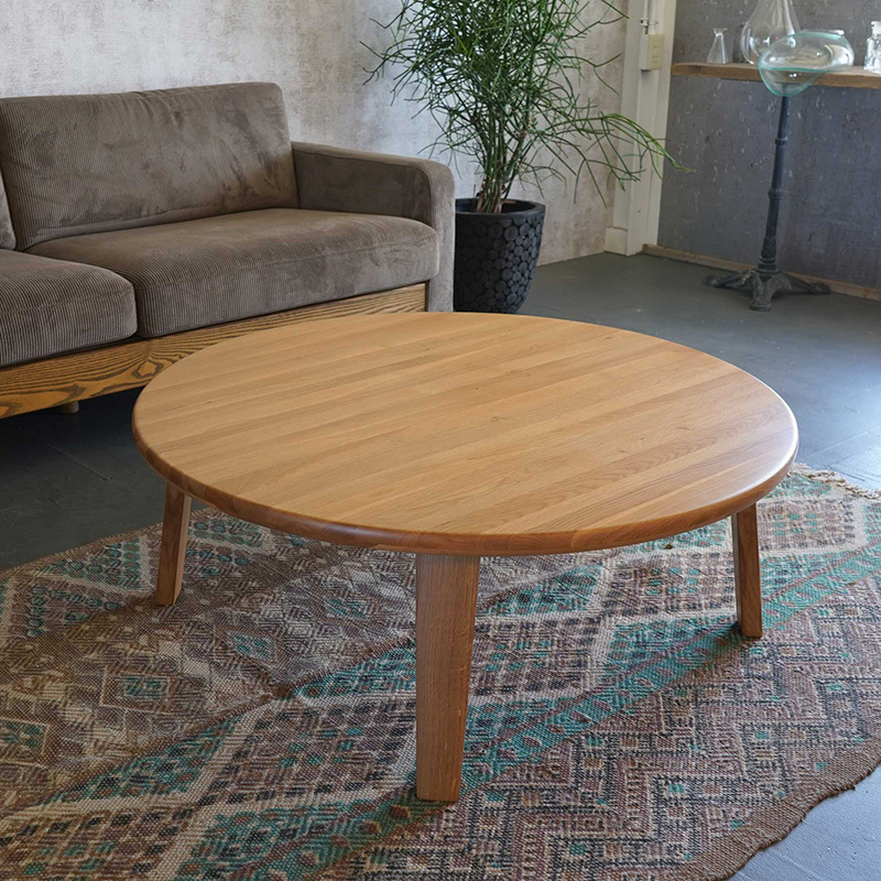 国産こたつ 円形 丸型100cmちゃぶ台タモ ※ハロゲンファンヒーター付 こたつ テーブル 丸 型 円形 おしゃれ 100 cm 北欧 天然木 オーク 無垢