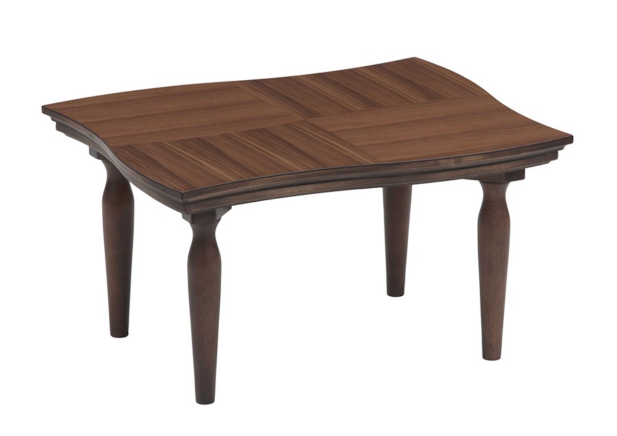 デザイン こたつ テーブル 長方形 75cm おしゃれ ウェーブ 波型 天然木