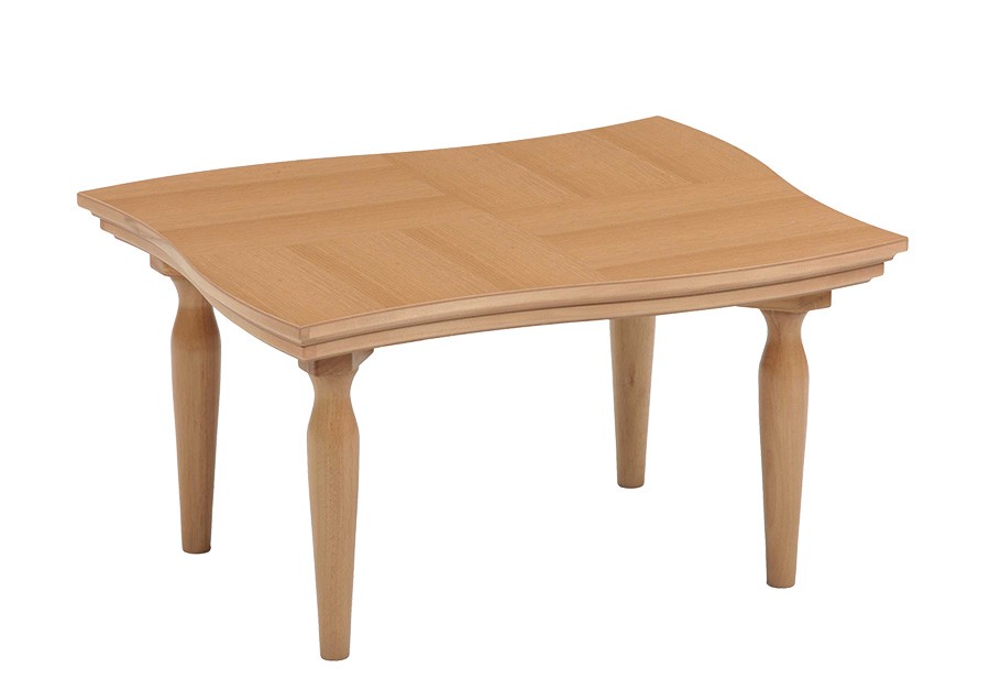 デザイン こたつ テーブル 長方形 75cm おしゃれ ウェーブ 波型 天然木